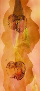 Nr.1 Foto Diaprojektion bedrucktes Chinapapier Irisknospe Schwangerschaft Apfel Fruchtbarkeit Symbol Mutterschaft Schoß Kunst
